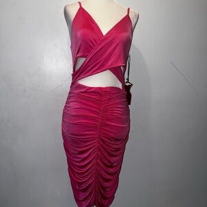 Haute Monde Fuchsia Ruched Dress
